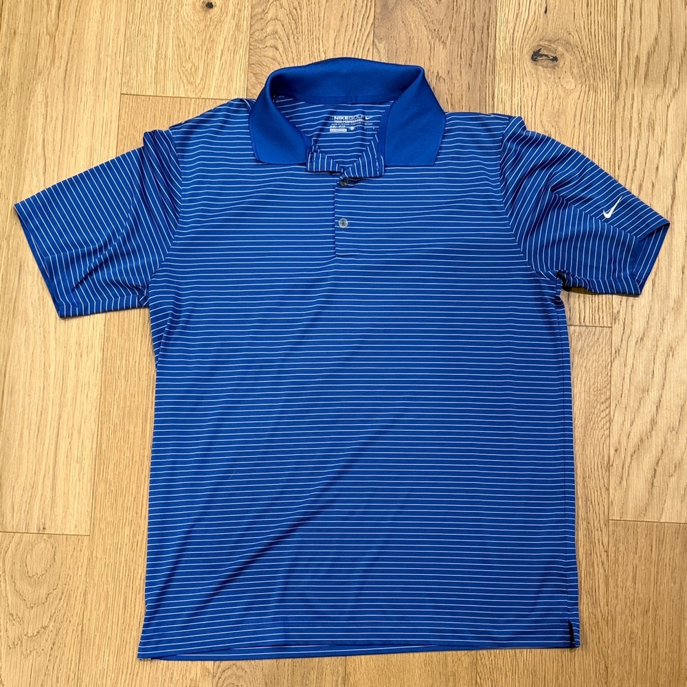 Nike Men's Polo Shirt in Blue and White Stripes